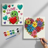Dudu Gift TATİL-KARNE HEDİYESİ 2'li Tuval Boyama Seti 20X20 cm Uv Baskı 6 Akrilik Boya 1 FIRÇA-MODEL-407