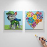 Dudu Gift TATİL-KARNE HEDİYESİ 2'li Tuval Boyama Seti 20X20 cm Uv Baskı 6 Akrilik Boya 1 FIRÇA-MODEL-410