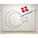 Dudu Gift Türk Bayrağı Boyama Seti 17,5 x 25 cm Tuval + 3 Boya + 1 Fırça Cumhuriyet Bayramı Zafer Bayramı