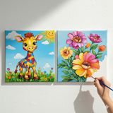 Dudu Hediye Pazarı KARNE HEDİYESİ- TATİL ETKİNLİĞİ-2'li Tuval Boyama Seti. 20X20 cm Uv Baskı 6 Akrilik Boya 1 FIRÇA-MODEL-278