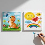 Dudu Hediye Pazarı KARNE HEDİYESİ- TATİL ETKİNLİĞİ-2'li Tuval Boyama Seti. 20X20 cm Uv Baskı 6 Akrilik Boya 1 FIRÇA-MODEL-288