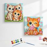 Dudu Hediye Pazarı KARNE HEDİYESİ- TATİL ETKİNLİĞİ-2'li Tuval Boyama Seti. 20X20 cm Uv Baskı + 6 Akrilik Boya + 1 Fırça-Model-62