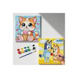 dudugift KARNE HEDİYESİ- TATİL ETKİNLİĞİ-2'li Tuval Boyama Seti. 20x20 Cm Uv Baskı 6 Akrilik Boya 1 Fırça-model-221