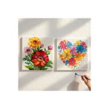 dudugift KARNE HEDİYESİ- TATİL ETKİNLİĞİ-2'li Tuval Boyama Seti. 20x20 Cm Uv Baskı 6 Akrilik Boya 1 Fırça-model-263