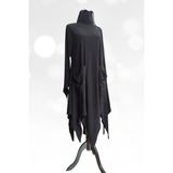 Due Stelle Gotik Siyah Asimetrik Uzun Elbise - Gotik Gece: Karanlığın Dansı Elbisesi - 2XL