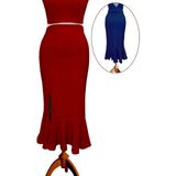 Due Stelle Reversible Reversible Likralı Tango Eteği – Çift Taraflı Esnek Dans Eteği Kırmızı - Mavi