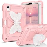 DUEDUE iPad Mini 6 Kılıfı, Kelebek Kanatları Dayanak Kalem Tutuculu Ağır Hizmet Sağlam Darbeye Dayanıklı Tam Koruyucu Tablet Kılıfı Apple iPad Mini 6. Nesil 8,3 İnç Çocuklar için, Bej/Pembe