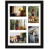 DUENPY 11x14 Resim Çerçevesi, 4x6 Kolaj Resim Çerçevesi, Beş adet 4x6 inç Fotoğraf veya 11x14 (Matsız) Yatay ve Dikey Ekran için Mevcuttur, Siyah.