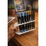 DU&ER 🖊️ Minimalist Kalem & Marker Organizer – Masaüstü Düzenleyici - Beyaz