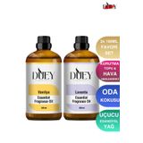 DUEY 2x 100 ML Vanilya&Lavanta Uçucu Yağ, Mum Esansı, Oda Kokusu, Hava Nemlendiricisi