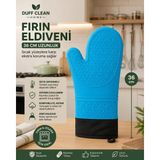 Duff Clean 1 Adet Yüksek Isıya Dayanıklı Yanmaz Silikon Eldiven 36 cm Fırın Eldiveni - Standart - Mavi