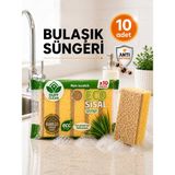 Duff Clean 10’lu Ekonomik Lifli Bulaşık Süngeri Seti – Çizmez Yüzey, Güçlü Yağ Çıkarıcı Temizlik Süngeri - Ahşap