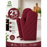 Duff Clean 2'li Kapitone Fırın Eldiveni Seti – Isıya Dayanıklı - M - Bordo