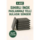 Duff Clean 4 Adet Sihirli Inox Telli Bulaşık Süngeri - Siyah