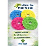 DUFF CLEAN (4 ADET) Standart Ölçü Döner Başlıklı Yedek Mop Bezi