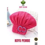 Duff Clean Antibakteriyel Saç Kurutma Bonesi Koyu Pembe 1 Adet Tüm Ciltler İçin Uygun - KOYU PAMBE