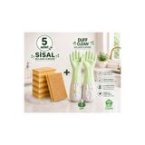 DUFF CLEAN ECO 5’li Sisal Sünger + 1 Çift Bulaşık Eldiveni Seti