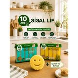 Duff Clean Eco Sisal 10 Adet Sisallifli Sisal Sünger Çok Amaçlı Mutfak Temizlik SÜNGERI+1ADET Gülen Yüz Hediye Sünger - 10+1