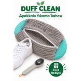 DUFF CLEAN Gri Ayakkabı Yıkama Filesi, Koruyucu Yıkama Torbası ve Temizleme Fırçası Seti