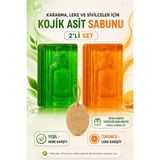 Duff Clean Kojik & Acne Sabunu 110–120 G 2’li Set – Leke ve Sivilce Karşıtı, Siyah Nokta Temizleme Kabak Lifi Hediyeli