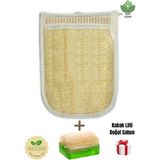 Duff Clean Natural Çift Tarafli Doğal Kabak Kesesi, Banyo Eldiveni, 24 x 17 (Cm)+Kabak Lifli Doğal Sabun Hediye - yok