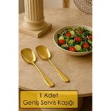 Duffa 1 Adet Paslanmaz Gold Çelik Servis Salata Kaşığı Spatula Çelik Yemek Servis Kaşığı 21 cm