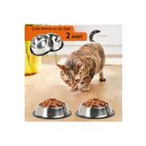 Duffa 2 Adet Paslanmaz Çelik Mama Ve Su Kabı, Alt Taban 16 Cm Kedi Mama Kabı Köpek Mama Kabı (250 ML-8 OZ)