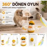 Duffa 3'ü 1 Arada Interaktif Kedi Oyuncağı, Catnip Yalama Taşlı 360° Dönen Kedi Oltası, Tüylü Balık Oyuncaklı Yapışkan Taban, Çıkarılabilir Şapkalı Kedi Akt - 1 adet - Sarı