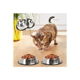 DUFFA Paslanmaz Çelik Kedi Mama Ve Su Kabı, Köpek Çelik Mama Kabı, Kaymaz Lastikli Taban, Dayanıklı Besleme Tası, Kolay Temizlenebilir, 8 oz/250 ml (2 Adet) (2 Adet 16 Cm)