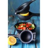 Duffa Pratik Kollu Limon Sıkacağı - Çekirdek Tutuculu Manuel Narenciye Sıkma Presi, Ergonomik El Tipi Limon Mandalina Sıkacağı (Siyah)
