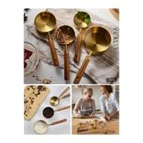 DUFFA Premium Ahşap Saplı Gold Ölçü Kabı Seti - 4'lü Paslanmaz Çelik Gold Ölçü Kaşığı ve Kabı, Şef Tipi Hassas Sıvı ve Kuru Malzeme Ölçeği, Mutfak ve Pişirme Seti