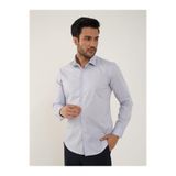 Dufy Açık Gri Erkek Slim Fit Düz Klasik Yaka Uzun Kol Gömlek