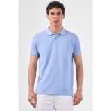 Dufy Açık Mavi Polo Yaka Pamuklu Düz Renk Slim Fit Erkek T-shirt