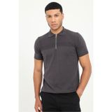 Dufy Antrasit Örgü Polo Fermuar Yaka Slim Fit Erkek Triko T-shirt