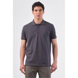 Dufy Antrasit Polo Yaka Pamuklu Düz Renk Slim Fit Erkek T-shirt