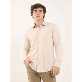 Dufy Bej Erkek Slim Fit Düz Klasik Yaka Uzun Kol Gömlek - 42