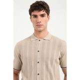 Dufy Bej Fitilli Slim Fit Erkek Triko T-Shirt - XL