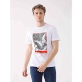 Dufy Beyaz Erkek Regular Fit Baskılı Casual O Yaka T-shirt - XL