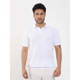 Dufy Beyaz Erkek Slim Fit Balıksırtı Desenli Polo Yaka Kazak - 104551