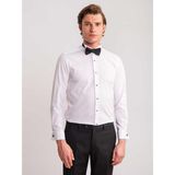 Dufy Beyaz Erkek Slim Fit Çizgili Ata Yaka Uzun Kol Gömlek - 38