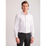 Dufy Beyaz Erkek Slim Fit Çizgili Brent Yaka Uzun Kol Gömlek - 42