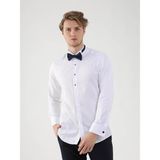 Dufy Beyaz Erkek Slim Fit Desenli Ata Yaka Duble Manşetli Kol Gömlek - 42