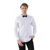 Dufy Beyaz Erkek Slim Fit Düz Ata Yaka Duble Manşetli Kol Gömlek - 94418