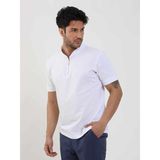 Dufy Beyaz Erkek Slim Fit Düz Bomber Yaka T-shirt