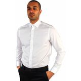 Dufy Beyaz Erkek Slim Fit Düz Brent Yaka Uzun Kol Gömlek - 46