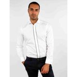 Dufy Beyaz Erkek Slim Fit Düz Paul Yaka Duble Manşetli Kol Gömlek - 42