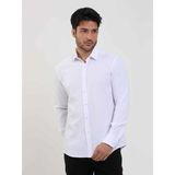 Dufy Beyaz Erkek Slim Fit Gofre Desenli Brent Yaka Uzun Kol Gömlek - 44