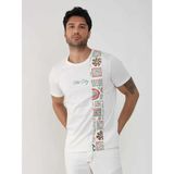Dufy Ekru Erkek Slim Fit Desenli O Yaka T-shirt