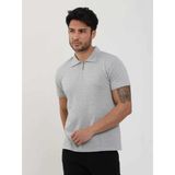 Dufy Gri Erkek Slim Fit Baklava Desenli Polo Yaka T-shirt