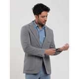 Dufy Gri Erkek Slim Fit Balıksırtı Desenli Mono Yaka Ceket - 104447